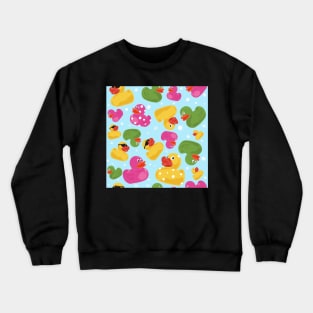 Colourful Rubber Ducks and Soap Bubbles Repeat Pattern Crewneck Sweatshirt